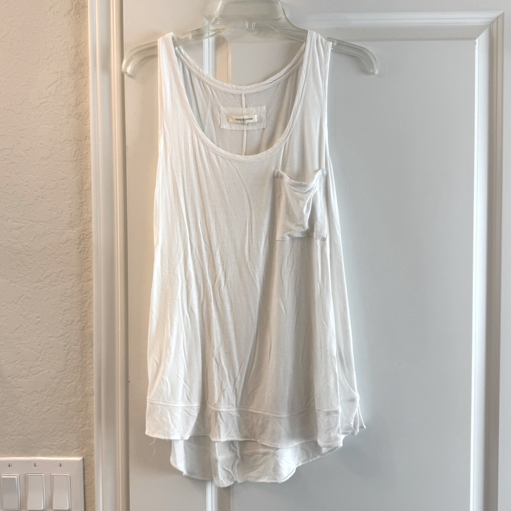 Cream Asymmetrical Sleeveless Tank Top